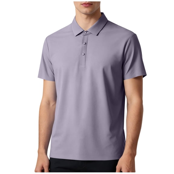 Men Ice Silk Polo Shirts Solid Color Short Sleeve Classic Golf Collared Shirt Business Casual Work Tops