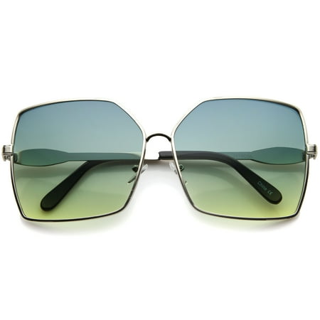 Womens Square Sunglasses - sunglassLA - Womens Oversize Metal Frame Two-Toned Gradient Lens Square Sunglasses - 65mm