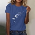 thumbnail image 2 of Tii.MM Hauts d'Été pour Femmes 2025 T-Shirt Graphique à Manches Courtes Col Ras du Cou T-Shirts à Imprimé Pissenlit T-Shirts Mignons Basiques, 2 of 4