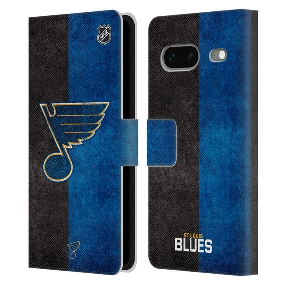 Head Case Designs Officially Licensed NHL St Louis Blues Half Distressed Leather Book Wallet Case Cover Compatible with Google Pixel 7