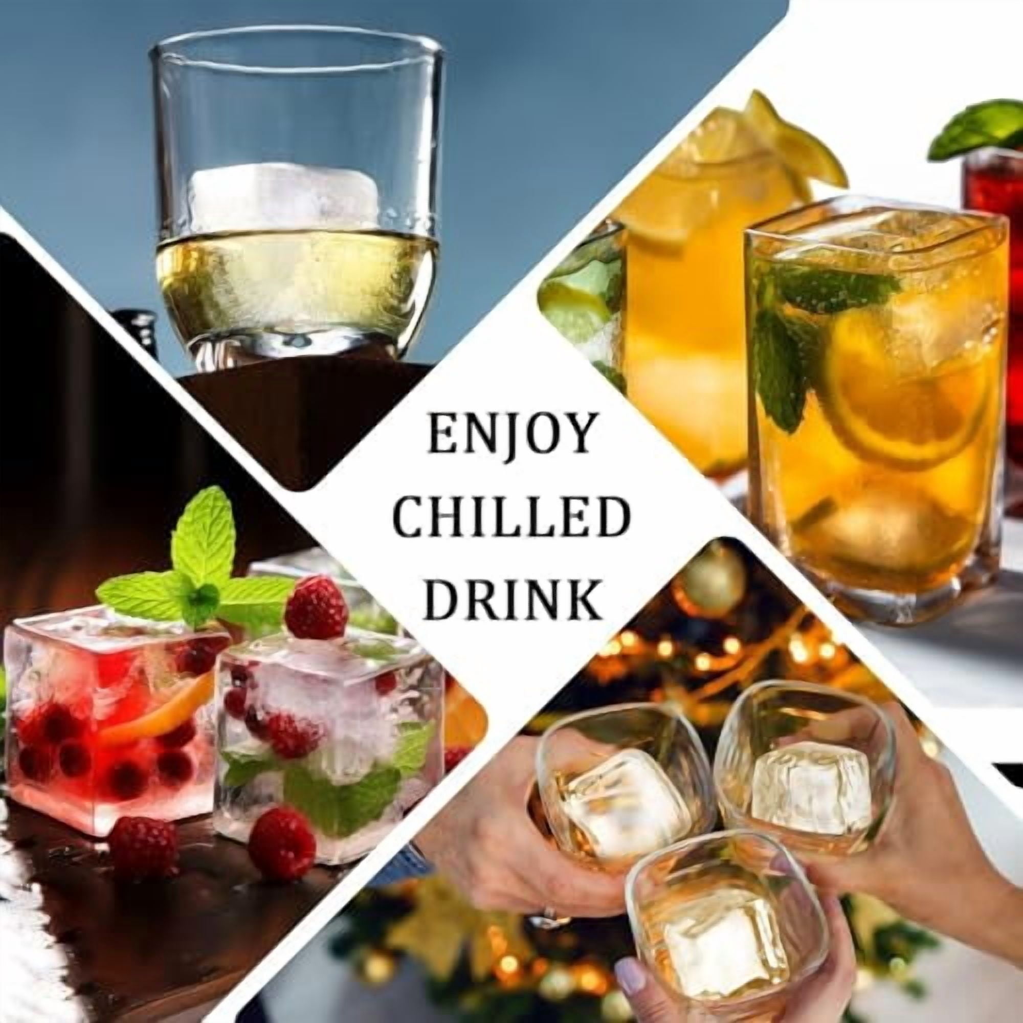 Large Square Ice Cube Tray Set for Whiskey & Cocktails - 3-Pack Silicone Big Ice Cube Maker - 2-Inch Huge Cubed Ice Molds for Whisky, Cold Drinks, and Bartending Gifts