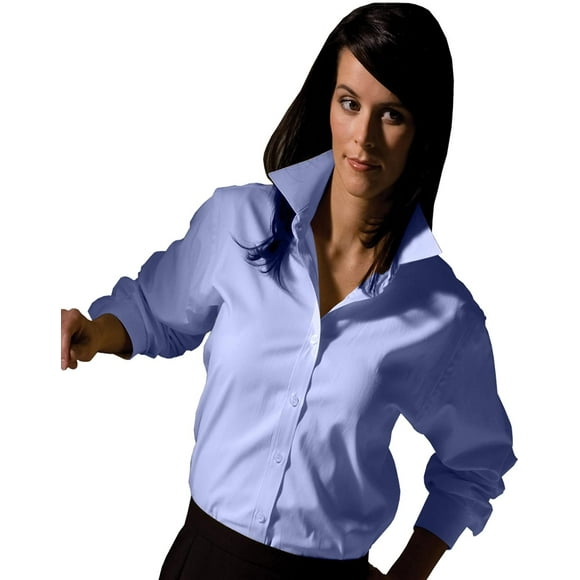 Edwards Garment Womens Long Sleeve Oxford Shirt Xx-Small Blue