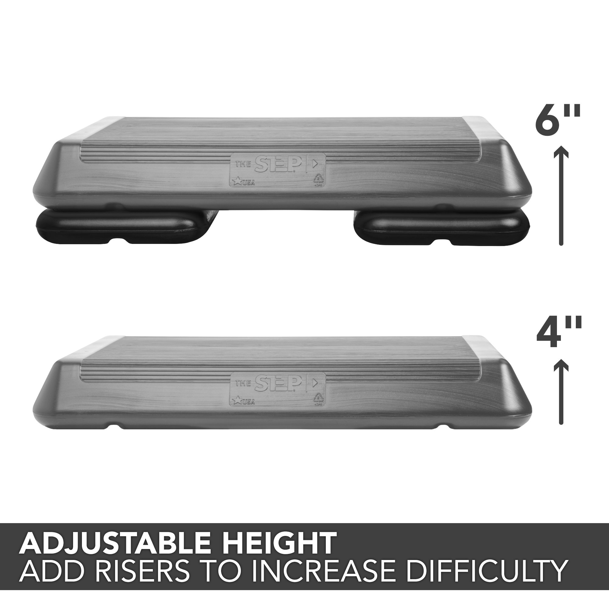 The Step Original Circuit Size Aerobic Stepper Platform with Grey Nonslip Platform and Two Original Black Risers - image 3 of 9