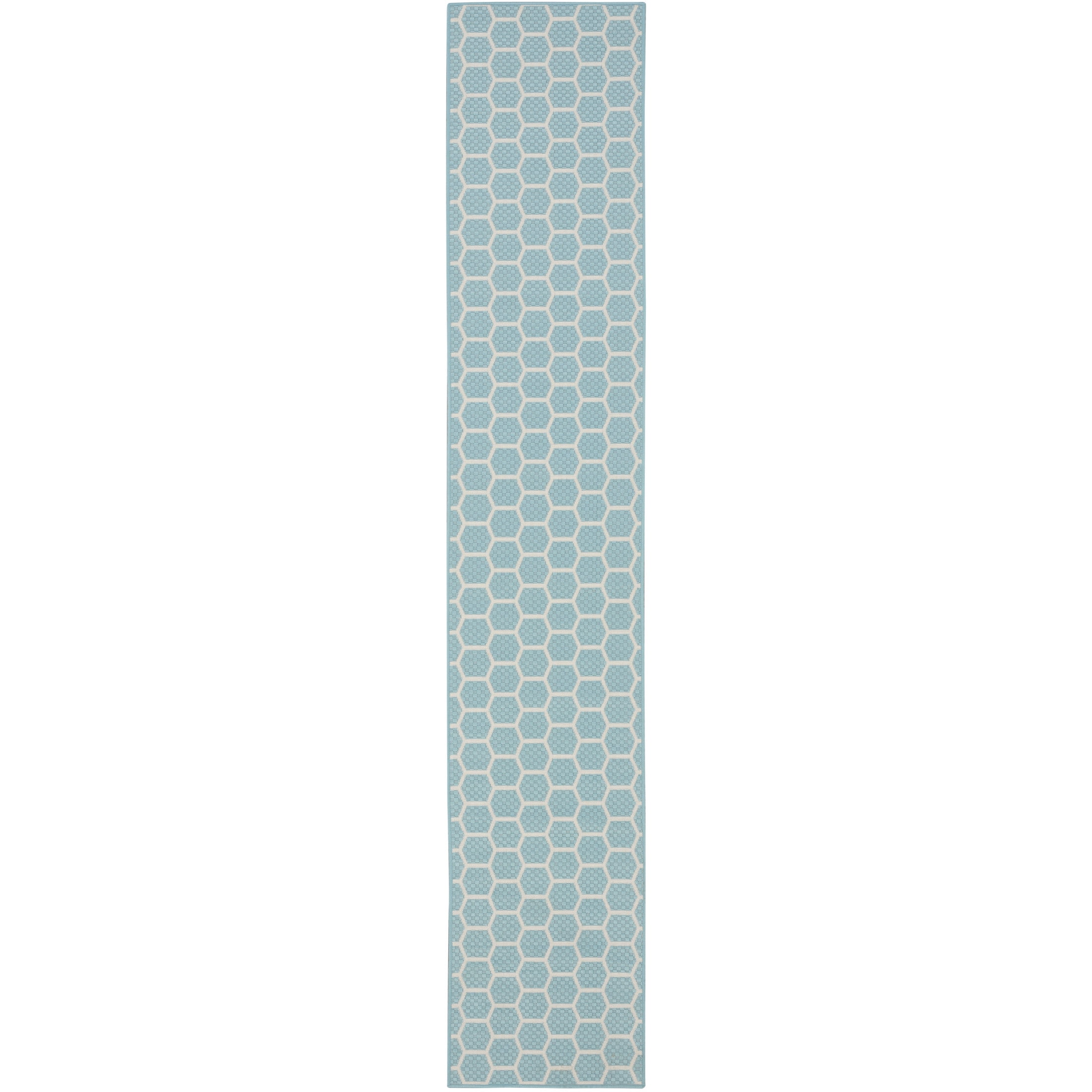 Nourison Twist Reversible 2'2" x 10' Aqua Modern Rug