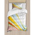 thumbnail image 1 of Vintage Rainbow Twin Size Duvet Cover Set, Vintage Design Inspirations Colorful Curved Stripes and Checkered Squares, Decorative 2 Piece Bedding Set with 1 Pillow Sham, Multicolor, by Ambesonne, 1 of 3