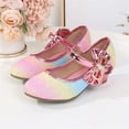 thumbnail image 6 of Viluyesy Girls Dress Shoes High Heels Princess Crystal Bow Pearl Flats Wedding Performance Party Pageant Kids Leather Mary Jane Multicolor Size 3.5 M, 6 of 10