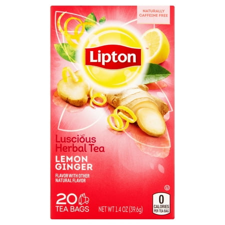 - (3 Pack) Lipton Herbal Tea Bags Lemon Ginger 20 ct