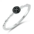 thumbnail image 1 of Black Cubic Zirconia Circle Thin Dainty Midi Ring .925 Sterling Silver Band Jewelry Female Size 10, 1 of 4