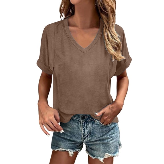 Rggeeun Tee Shirts For Women Long Sleeve Classic Crew Neck Solid Color T Shirt Soft Everyday Basic Comfortable Casual Top,L,Coffee