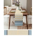 thumbnail image 3 of Boanket Yellow Teal Boho Table Runner - 60 Inch Long, Kitchen Dining Table Runner Dresser Scarves, Vintage Geometric Stripes Abstract Art Farmhouse Decor for Coffee Tables Wedding Party Banquet, 3 of 8