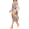 thumbnail image 3 of Sakkas Amaya Loose Fit Long Printed Strappy Cutout Shoulder Boat Neck Kaftan Dress - FLM149-Multi - One Size, 3 of 5