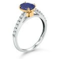 thumbnail image 3 of Gem Stone King 10K Yellow and White Gold Blue Lapis and White Lab Grown Diamond Engagement Ring for Women (1.58 Cttw, Oval 8X6MM, Gemstone Birthstone, Available in Size 5, 6, 7, 8, 9), 3 of 4
