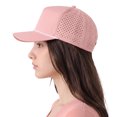 thumbnail image 7 of TOPTIE Perforatd Trucker Hat with Rope, 5 Panel Quick Dry Snapback Cap - Pink, 7 of 7