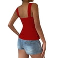 thumbnail image 4 of Women's Eyelet Tie Front Ruched Tank Tops，Drawstring Going Out Top Babydoll Tank Tops Summer Eyelet Tank Tops Red L, 4 of 9