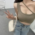 thumbnail image 3 of Women's Crop Tops Shoulder Ribbed Seamless Exercise Workout Tank Tops, 3 of 5
