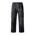 thumbnail image 6 of Relaxed Fit Cargo Pants For Men Tie‑Dye Print Wide Leg Long Trousers Elastic Drawstring Waist Casual Work Pants, 6 of 7