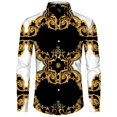 thumbnail image 3 of Camisa de manga larga con estampado 3D de cadena de flores doradas a la moda para hombre, ropa informal de diseñador de lujo para hombre, camisas con botones de solapa, 3 of 5