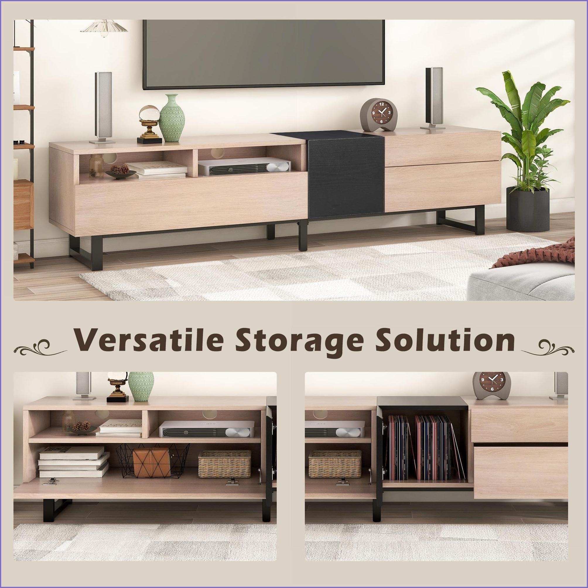 TV Furniture, Modern Entertainment Center for 80'' TV with Storage & Drop Down Door | Particle Board | TV Size 70-80 Inches