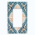 thumbnail image 5 of Metal Light Switch Plate Cover Peach Blue Floral Tile Pattern TIL023, 5 of 13