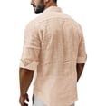 thumbnail image 5 of Yaoyar Mens Linen Shirts Casual Long Sleeve Hippie Yoga Tops Lightweight Summer Beach T-Shirt, 5 of 6