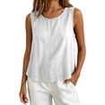 thumbnail image 3 of Oversized Linen Cotton Tank Tops for Women 2026 Summer Casual Comfy Sleeveless Shirts Loose Lightweight Gauze Blouses White L, 3 of 5