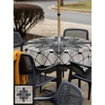 thumbnail image 5 of Outdoor Tablecloth with Umbrella Hole for Patio/Picnic/Party/Camping, Retro Flowers Waterproof Table Cloth Square Cover Washable, Boho Ethnic Retro Abstract Florals Grid (54"x 54"), 5 of 8