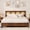 Brown, variant on Boho Full Platform Bed Frame with Natural Rattan Woven Headboard – Storage Shelf & Underbed Storage – Silent Slats – Mid-Century Footboard – Full Size, Walnut