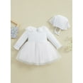 thumbnail image 3 of Bagilaanoe Toddler Baby Girl Party Dress Ruffle Long Sleeve A-line Princess Dresses + Hat 6M 12M 18M 24M 3T Kid Patchwork Tulle Skirt, 3 of 8