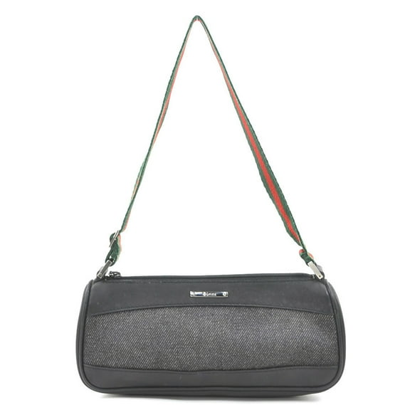 Pre-Owned GUCCI Handbag Sherry Line Leather Canvas Black Women's 92820 R10510N