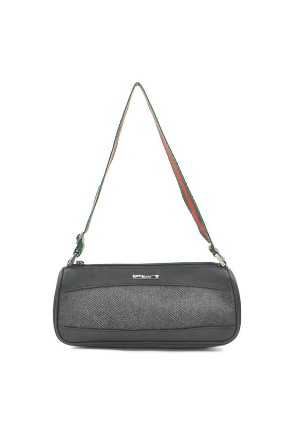 Pre-Owned GUCCI Handbag Sherry Line Leather Canvas Black Women's 92820 R10510N