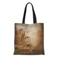 thumbnail image 1 of JSDART Sac en Toile Réutilisable Sac de Courses Marron Jazz Musique Abstraite Artistique Classique Concert Composition Sac Fourre-Tout Abîmé, 1 of 1