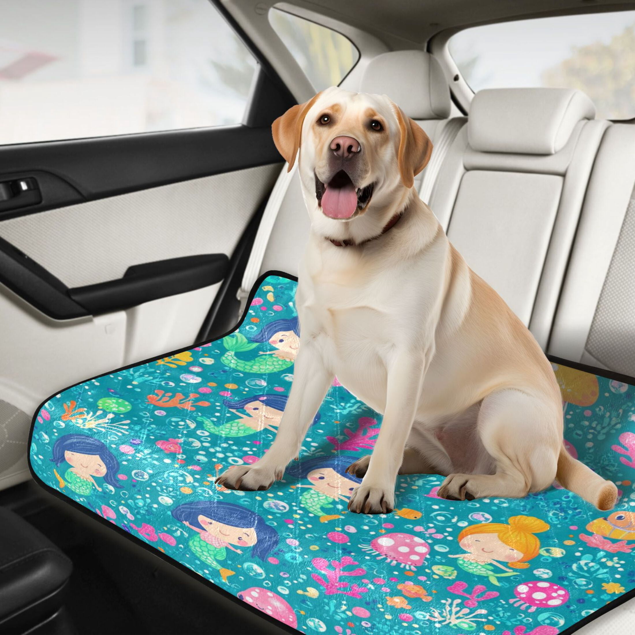 Qxltty Cartoon Mermaids Blue Pattern Cat litter Pads Pet Set of 3 Diaper Mats Center Anti-leakage Layer Absorbent Soft and Comfortable