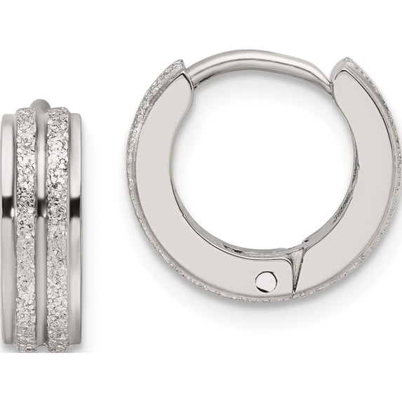 Stainless Steel Polished Laser Cut 4mm Hinged Hoop Earrings (13 X 14) Made In China sre1311