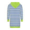 thumbnail image 4 of SMihono Fashion Women's Striped Pullover Dress Casual Long Sleeve Drawstring Hoodies Fashion Color Block Sweatshirt Tunic Dresses Blue 8, 4 of 5