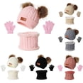 thumbnail image 1 of Zhaomeidaxi Winter Hat Scarf Mitten Kit Fleece Lined Knitted Hat Beanie with Gloves for Toddler Kids, 1 of 8