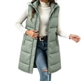 thumbnail image 2 of Hooded Vest for Women Mid Length Zip Front Snap Button Cozy Everyday Vest, 2 of 9