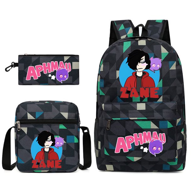 Set de mochilas Aphmaus Anime School de 3 piezas con bolsa de hombro