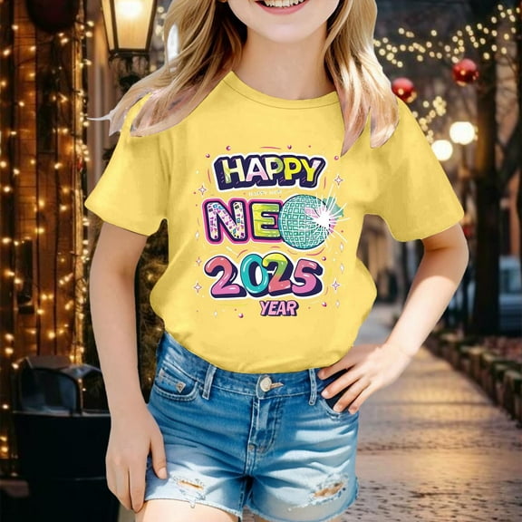 SNKSDGM Girls Cute Tops for Girls 8-10 Cute Clothes for Teen Girls 10-12 Kids New Year 2025 Printed Short Sleeve T Shirt Tops Casual 10-11 Years