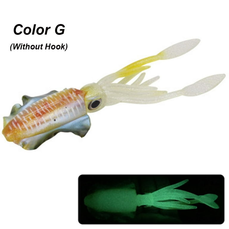 20g/60g 150mm Hot Portable Artificial Glow Fishing Tackle Squid Skirt Lure  long tail Saltwater Octopus Bait hook COLOR G - WITHOUT HOOK