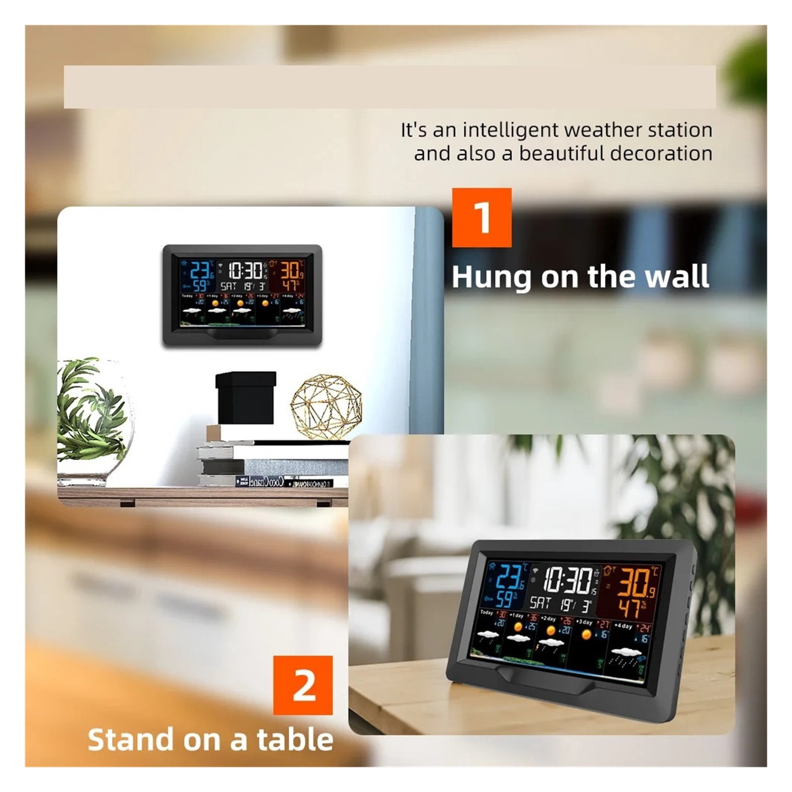 Smart Wireless Weather Station with Color Screen, App Control Temperature Meter
