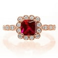 thumbnail image 2 of 2.25 Carat 7x5mm Emerald Cut Red Ruby And Moissanite Diamond Engagement Bridal Wedding Ring Set in 10k Rose Gold, 2 of 2
