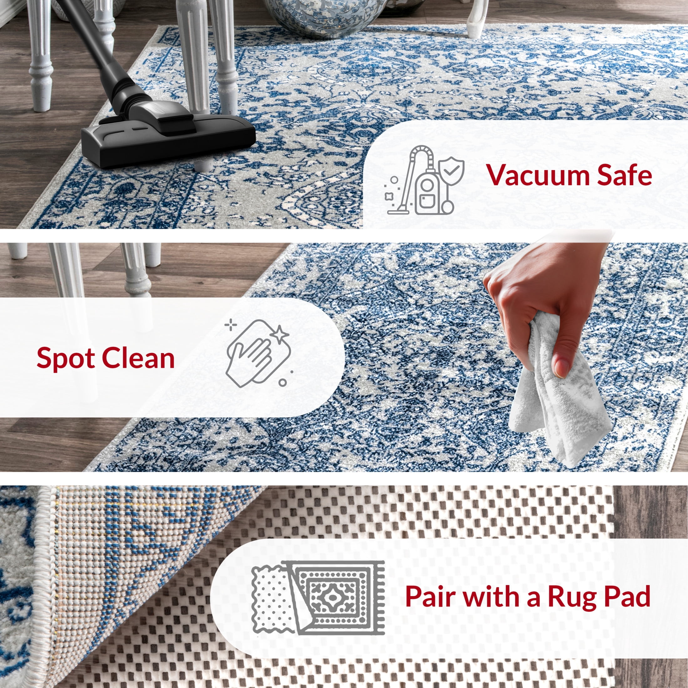 nuLOOM Odell Faded Vintage Area Rug, 12' x 15', Odell Blue