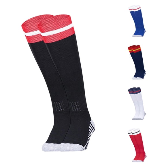 JCCXIN Toddler Boys Girls Athletic Socks Cotton Knee High Socks Football Basketball Breathable Outdoor Sports Socks Stretchy Indoor Daily Wear,Black,7-12 Years