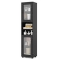 thumbnail image 2 of Costway Bathroom Cabinet, Slim Floor Storage Cabinet with 2 Fluted Doors,4 Rubber Feet Black, 2 of 10