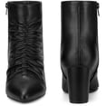 thumbnail image 2 of DARING DIVA Ruched Dress Boots Pointed Toe Chunky Heels Ankle Boots Black 6, 2 of 5