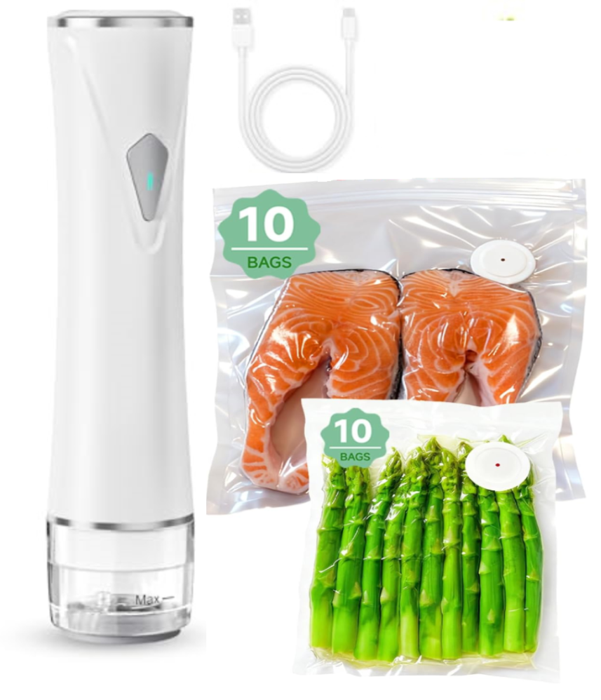 Preserve Compact Vacuum Sealer for Food (Vacuum Sealer Machine + 20 Reusable Vacuum Bags) Powerful Handheld Vacuum Sealer Machine, Seal Meal Saver, Portable Food Sealer