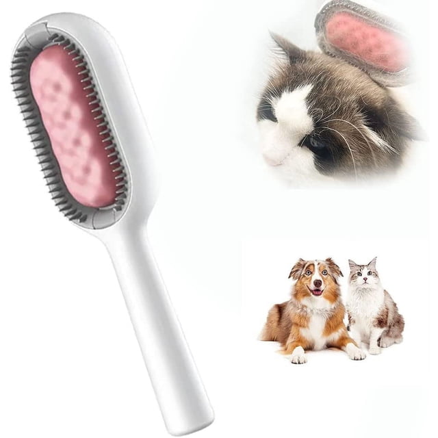 Cepillo para gatos de pelo largo, cepillo universal de silicona para gatos 4 en 1, cepillo para mascotas lavable de silicona ultra suave, cepillo limpio mágico reutilizable, rosa, pelo largo