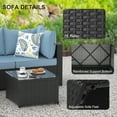 thumbnail image 4 of Phonjoroo 5PCS Patio Furniture Sets All Weather Outdoor Sectional Sofa Manual Weaving Wicker Rattan Outdoor Conversation Set with With Cushion And Glass Table, Light Blue, 4 of 7