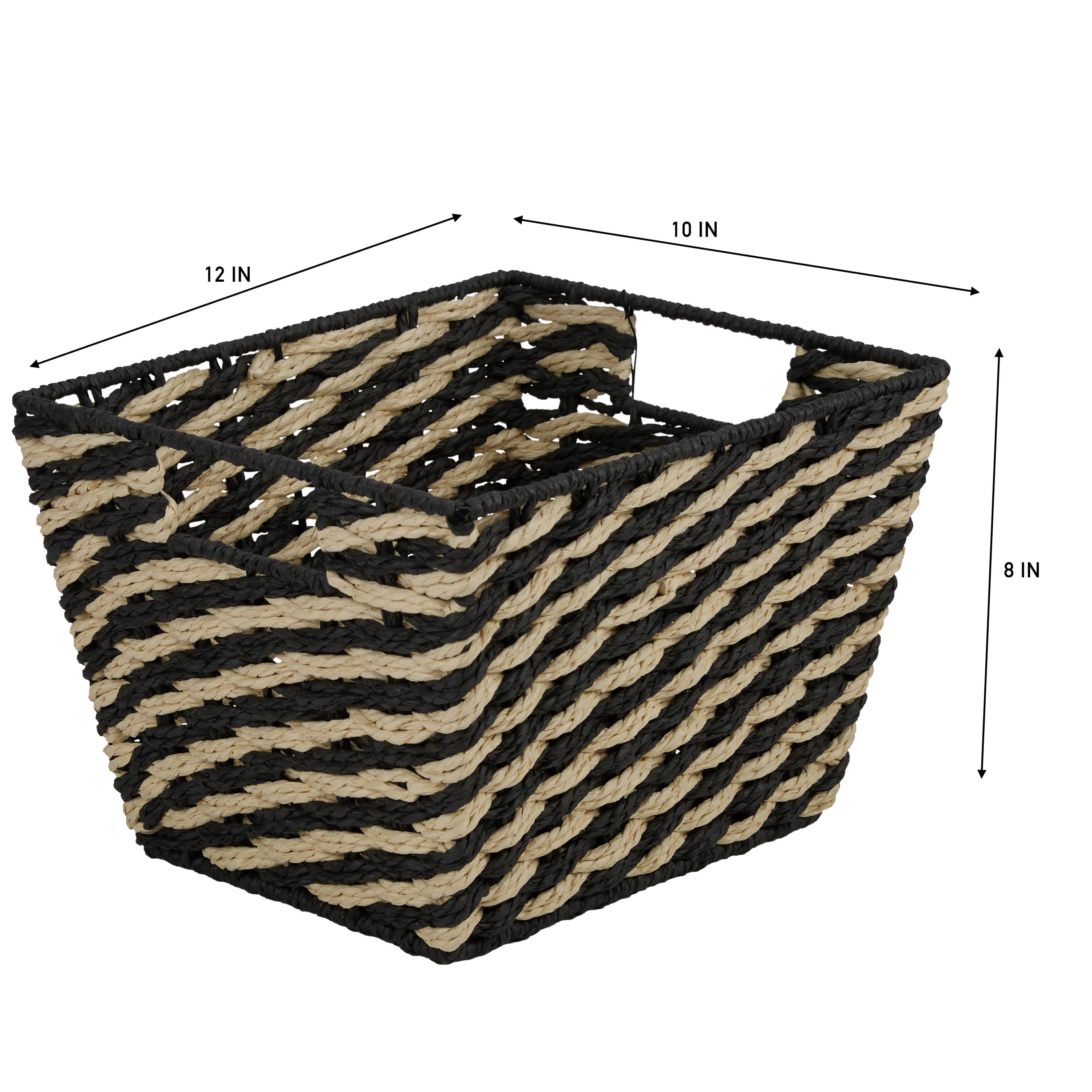 Simplify Large Striped Woven Basket in Black