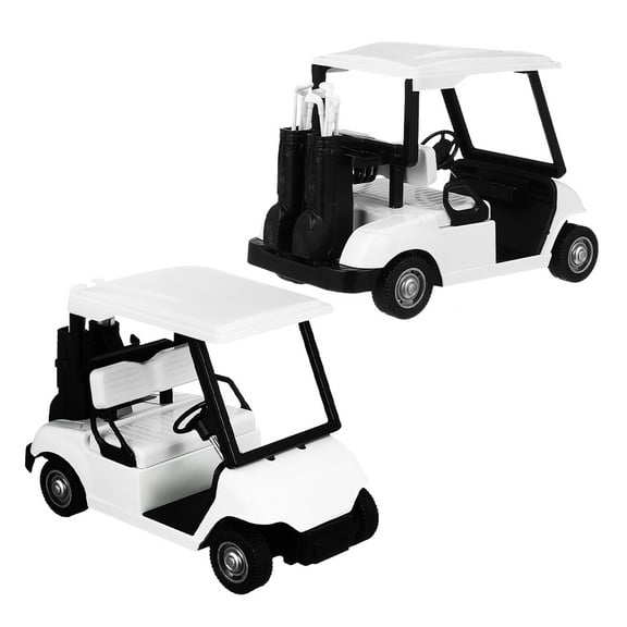 LULULION 2pcs Mini Golf Cart Model Alloy for Game and Scene Building Golf Decor